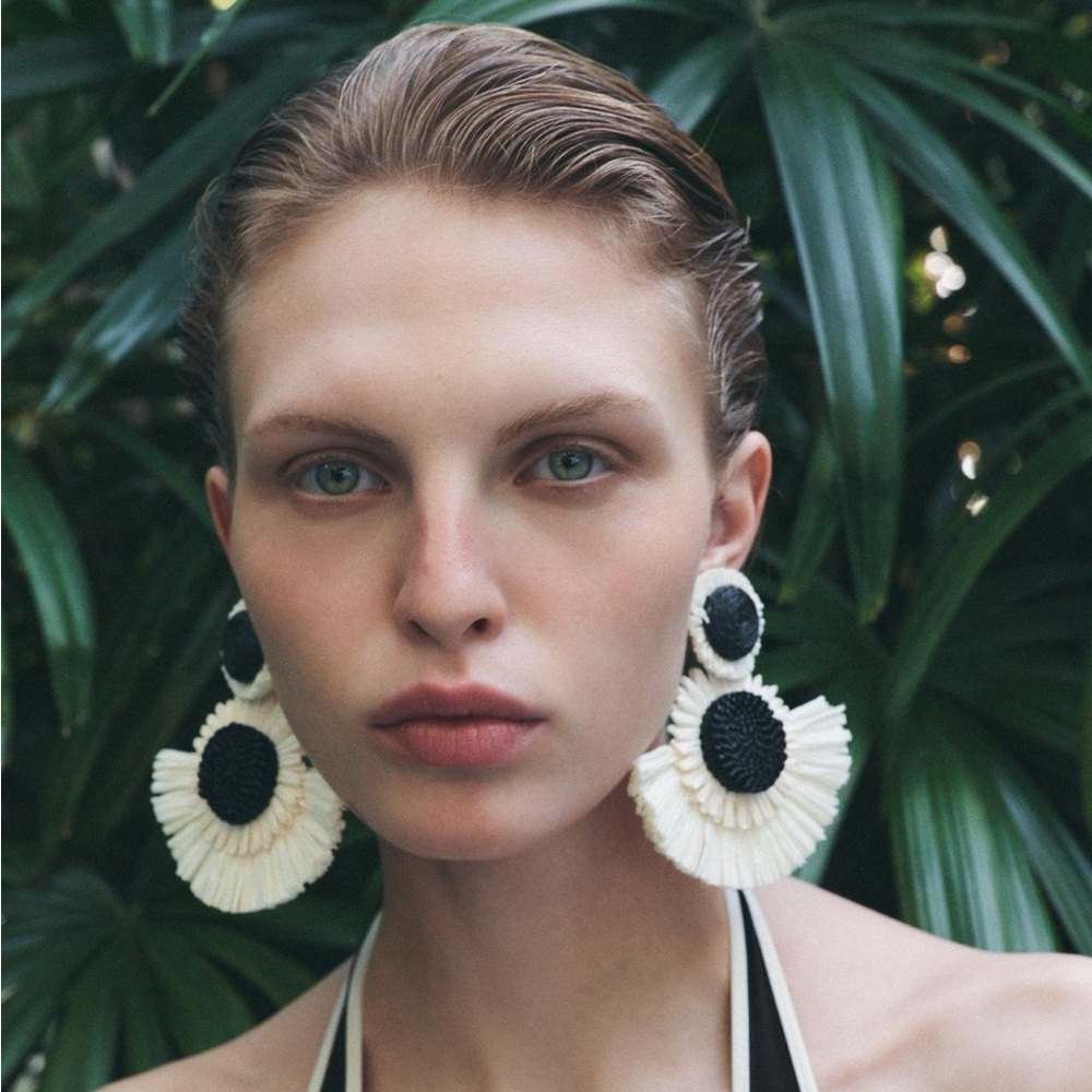 Zara Raffia Flower Earrings
